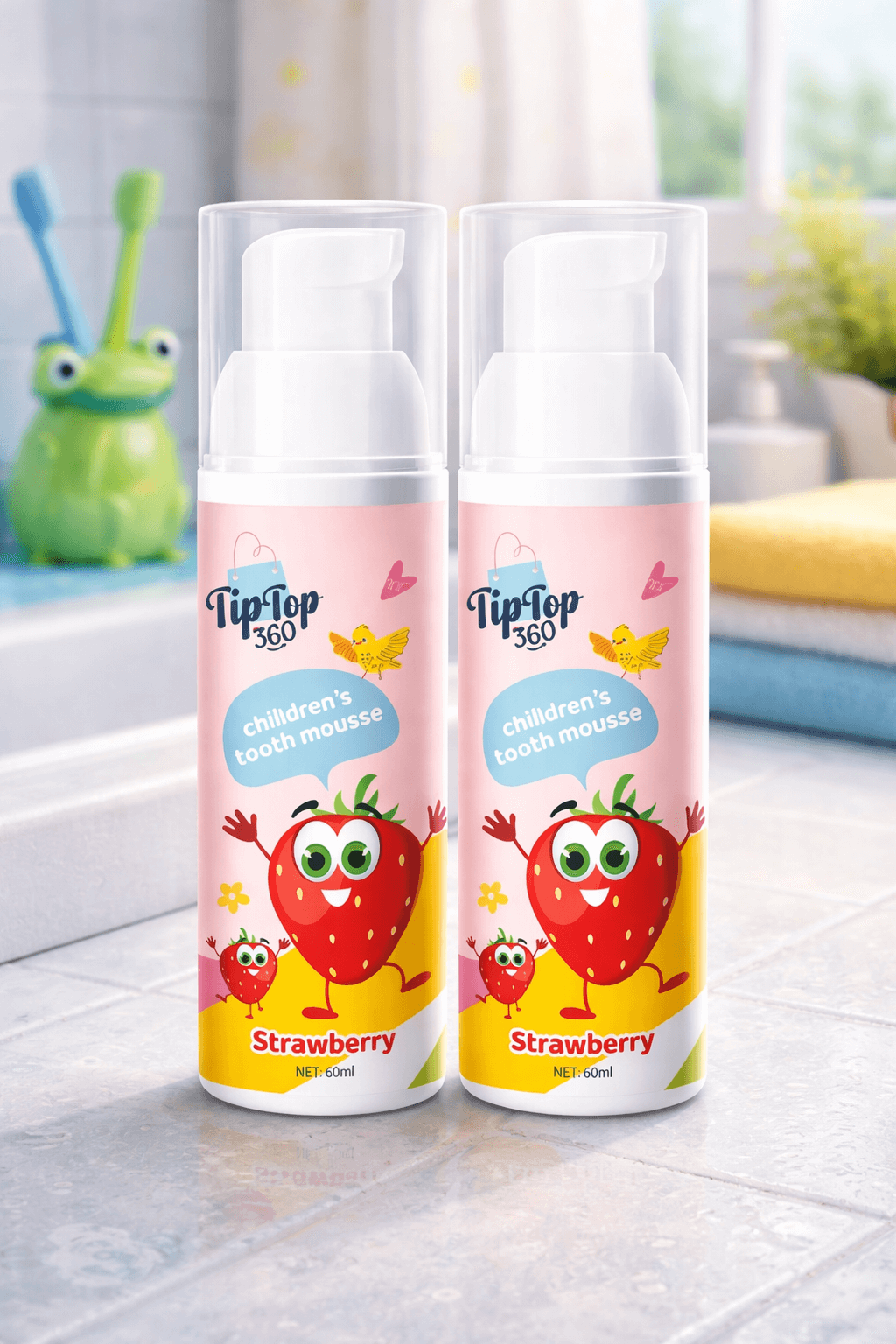 Kids Strawberry Foam Toothpaste - UAE Approved | Ages 3+ | 60ml TipTop360
