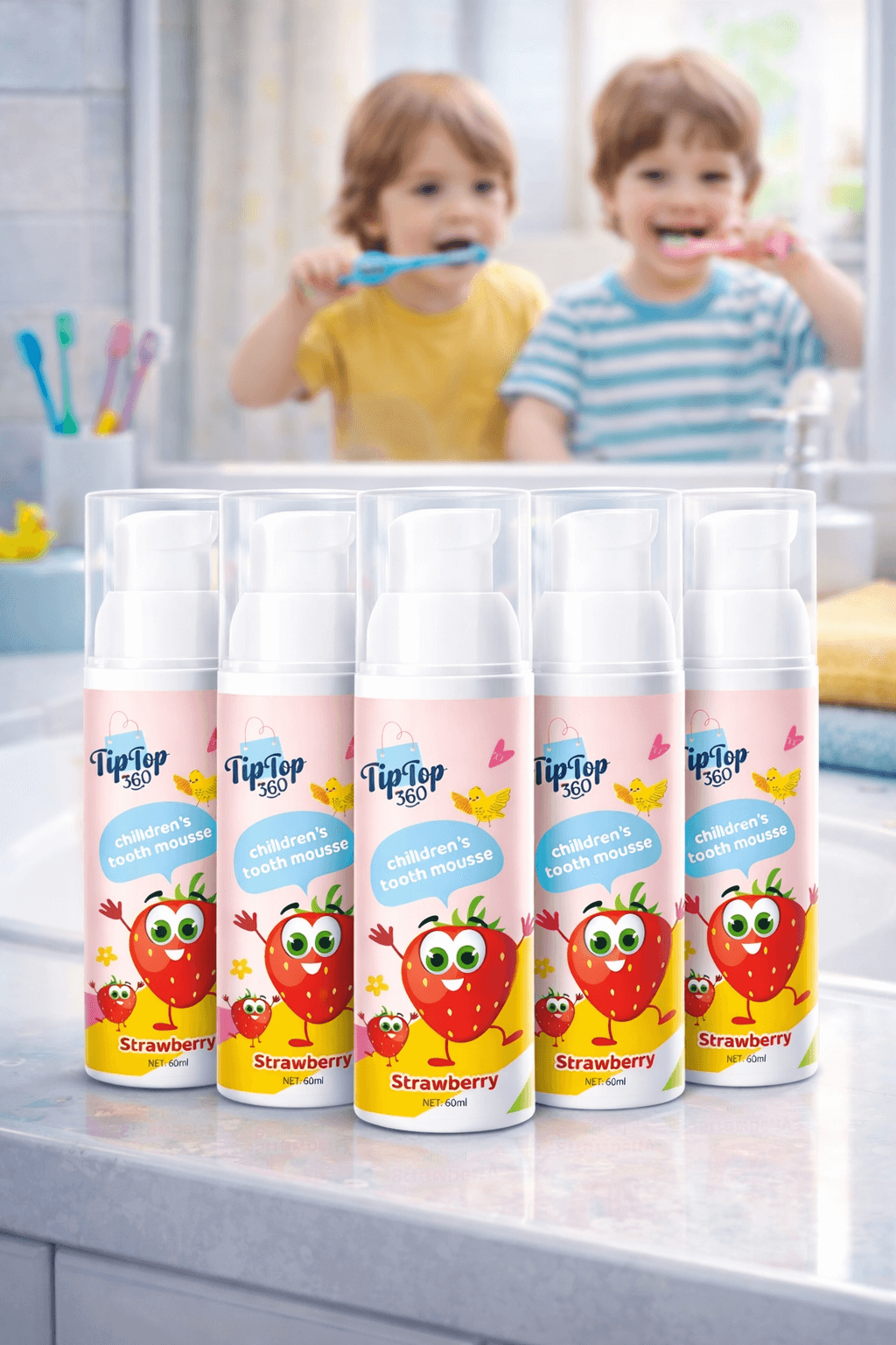 Kids Strawberry Foam Toothpaste - UAE Approved | Ages 3+ | 60ml TipTop360