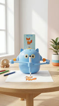 Child practicing step-by-step drawing with Kids STEM Robot guide at home — educational toy UAE