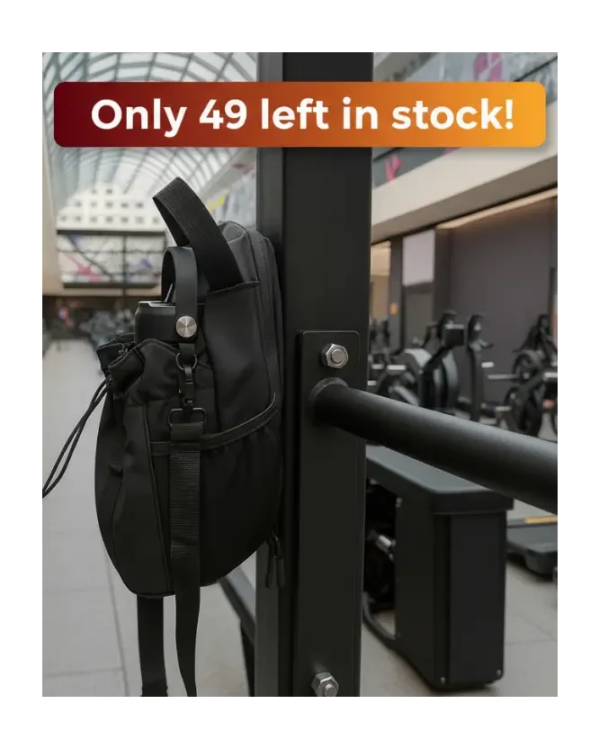 Magnetic sports bag on squat rack