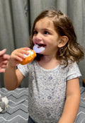 child using kids electric toothbrush automatic U-shaped brush