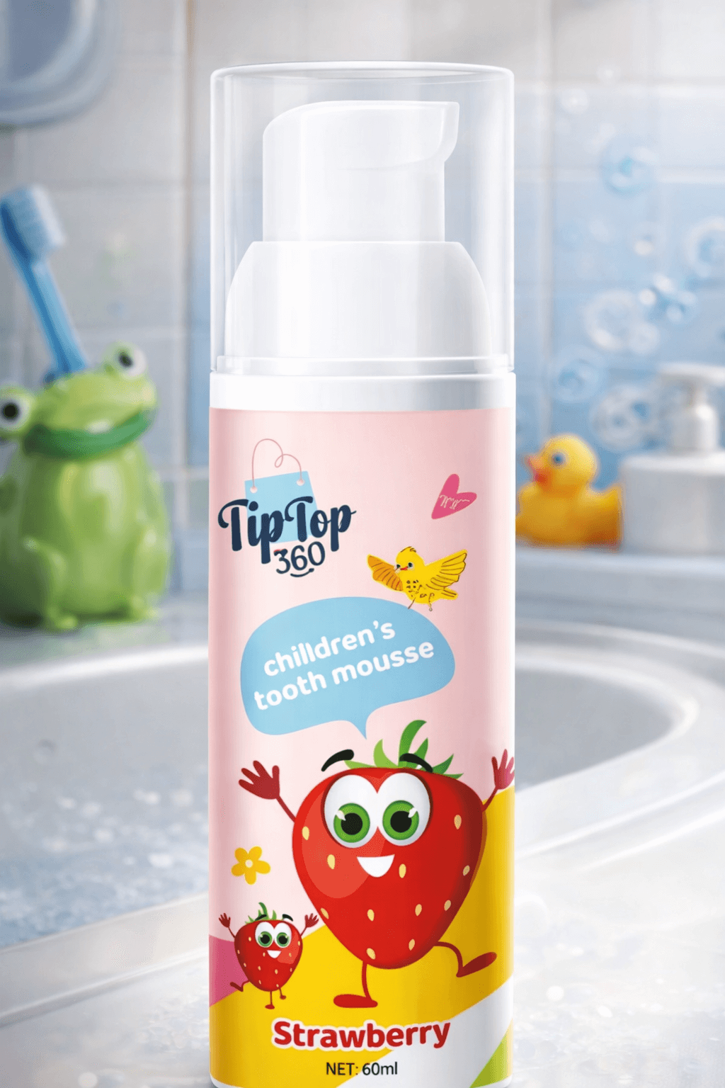 Kids Strawberry Foam Toothpaste - UAE Approved | Ages 3+ | 60ml TipTop360