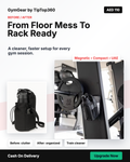 GymGear magnetic gym bag ad - from floor mess to rack ready