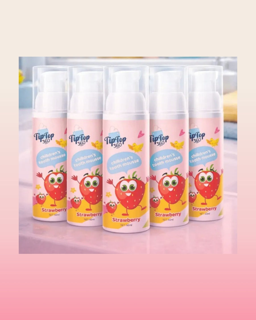 Five bottles of kids strawberry foam toothpaste for a family stock-up