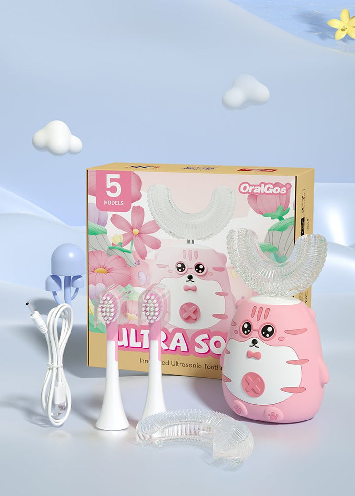 🪥 Kids U - Shaped Electric Toothbrush | 360° Teeth Cleaning | Ages 2–12 | 5 Modes | Soft Silicone | Fast UAE Delivery - TipTop 360