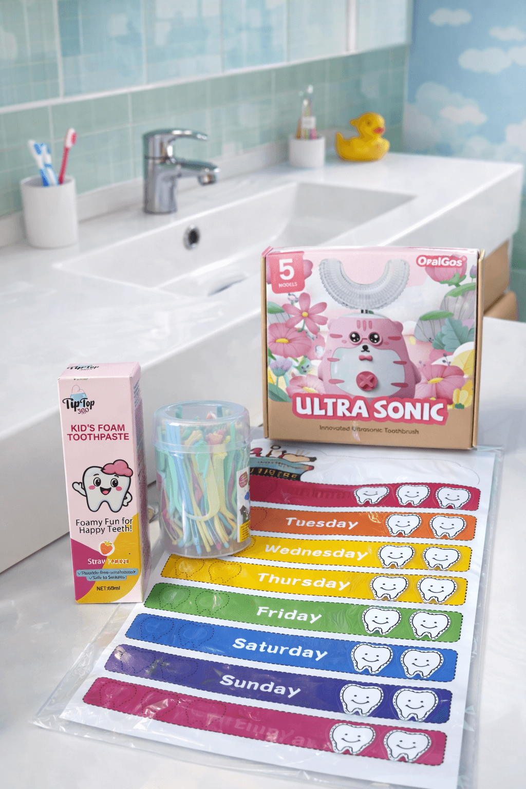 Kids Dental Care Bundle - U-Shaped Toothbrush + Calendar | Ages 2-12 TipTop360