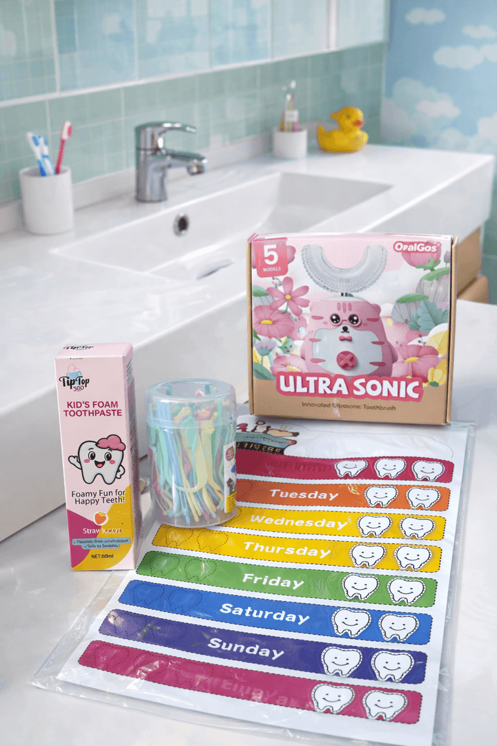 Kids Dental Care Bundle - U-Shaped Toothbrush + Calendar | Ages 2-12 TipTop360