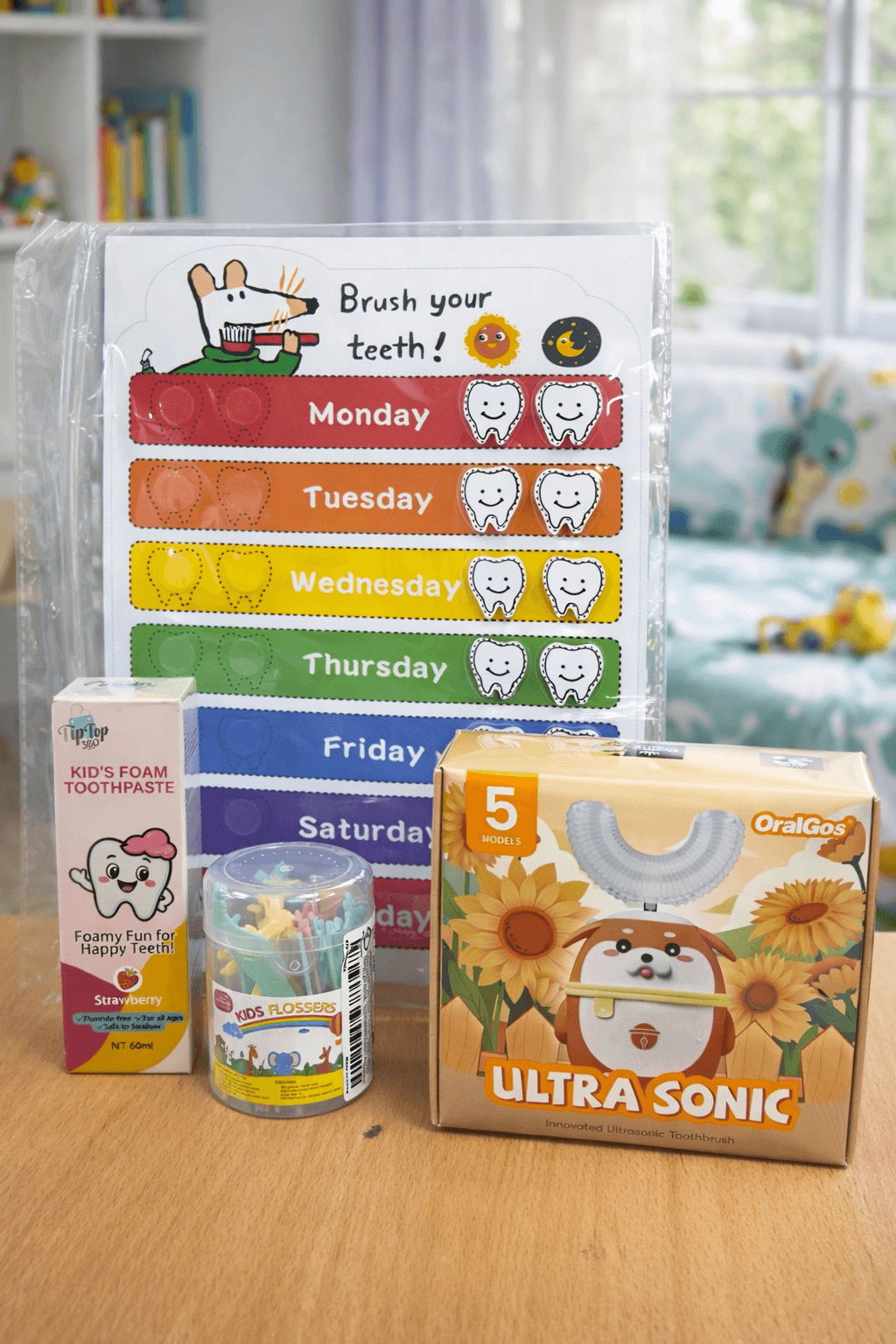 Kids Dental Care Bundle - U-Shaped Toothbrush + Calendar | Ages 2-12 TipTop360